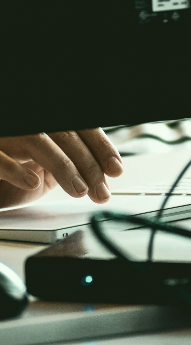 a man typing
